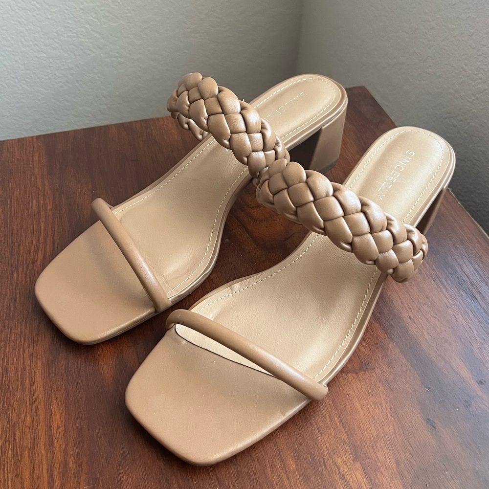 Sincerely Jules Tan Braided Heels